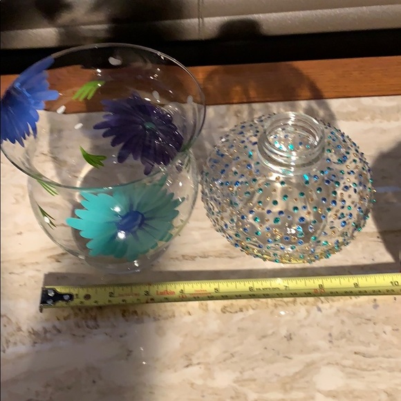 2 Glass Painted Containers For Decor/Storage - Picture 4 of 6